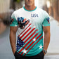 Plush men's tee - relaxed fit, 3D print patriotic eagle and flag graphic, casual wear