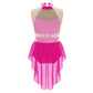 girls' Stretchy leotard - rhinestone mesh yoke, sleeveless, polyester, nylon, elastane, for lyrical dance performance