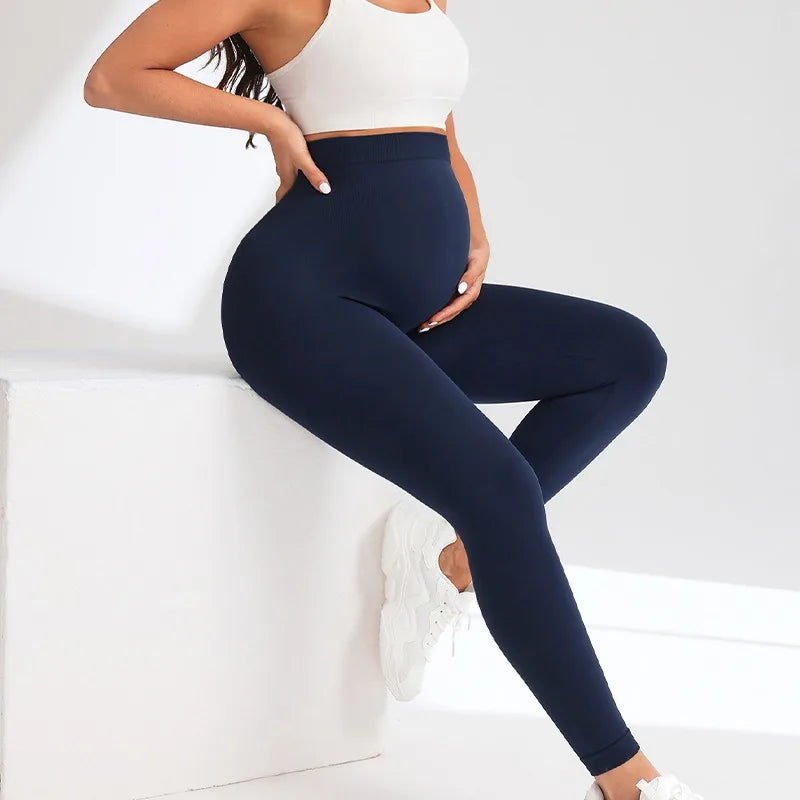 High Waist Ankle-Length Seamless Knit, For Pregnancy And Workouts – Supportive And Flattering Women’s Maternity Leggings