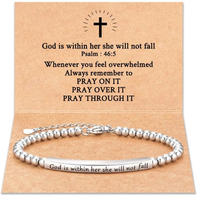 letter design, metal, lobster-claw clasp, faith-inspired – Timeless women's chain bracelet