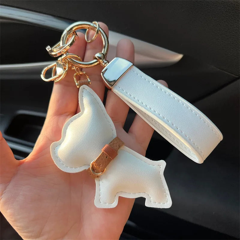 Dog Leather Keychain Car Charm Bag Hanging Accessory