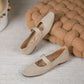 Women Stretchy Mary Jane Flats - Ribbed Knit For Spring