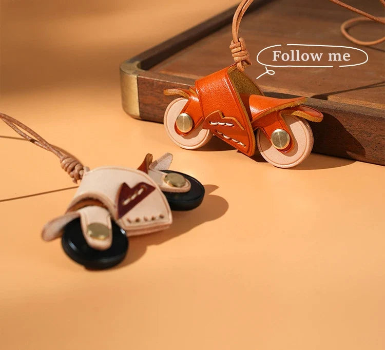 Motorcycle Leather Keychain Mini Bag Pendant Vintage