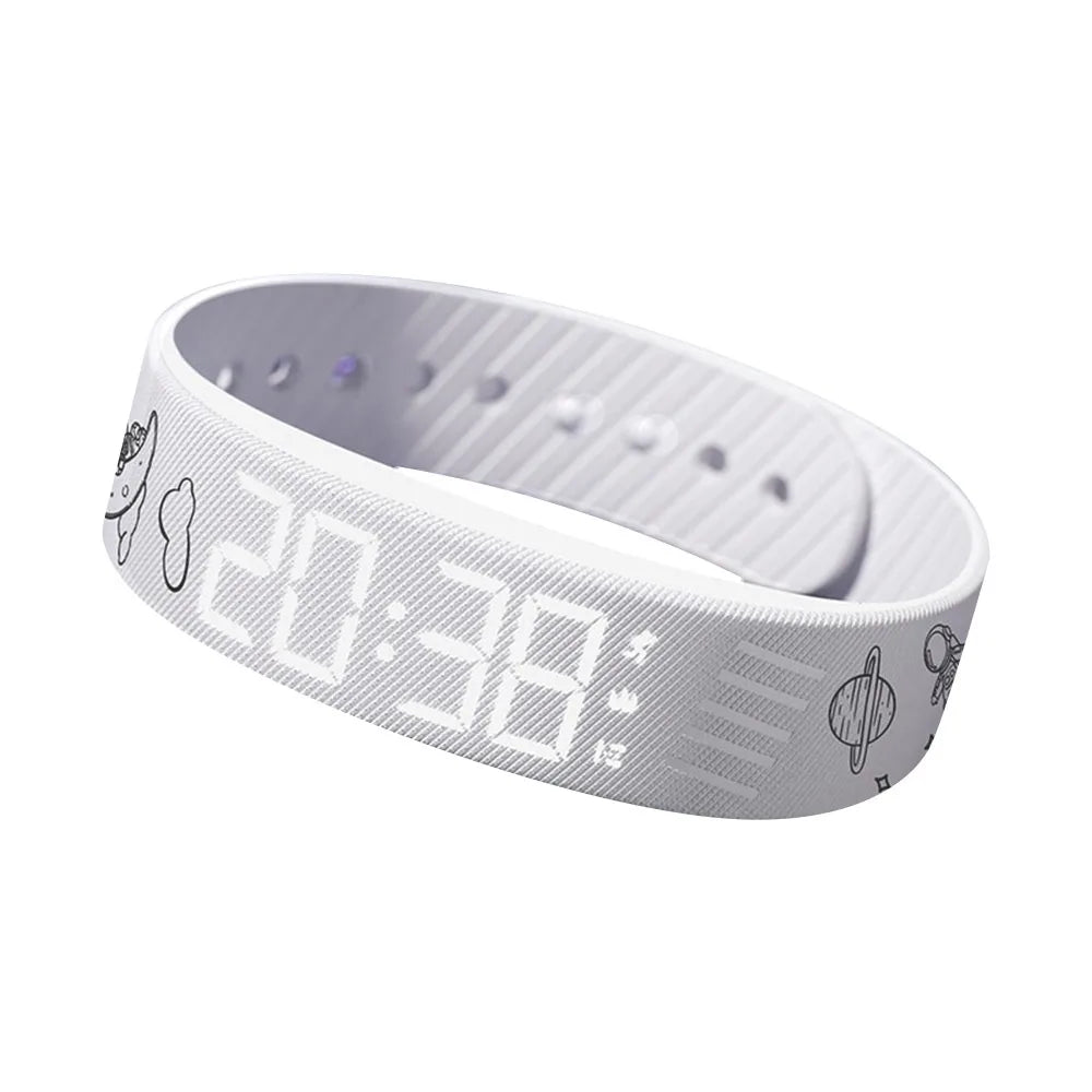 LED Digital Alarm Clock Bracelet Wristband Pedometer Water-Resistant Vibrating Alarm Summer 2026 Gift