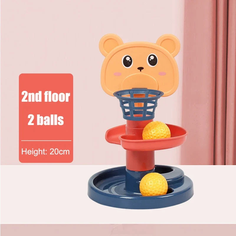 Rolling Montessori Ball Tower Toy - Educational Stacking Game for Infants, Finger Skill Development, Rotating Track Fun