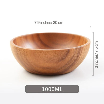 Wooden Acacia Bowl Japanese Style Salad Bowl Ramadan
