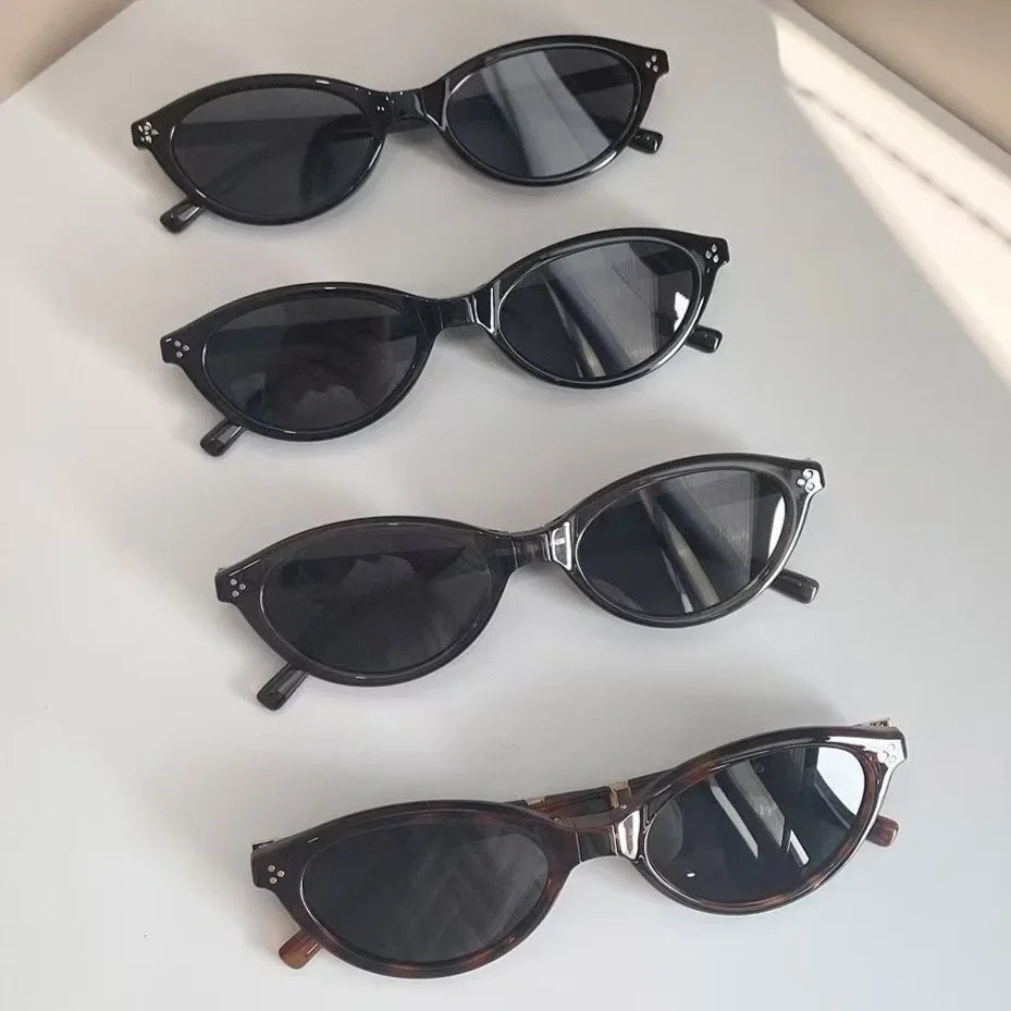 Sunglasses Foldable Cat Eye Vintage Narrow Frame UV400 Protection Travel-Friendly Pocket Shades Fall 2026 Trend Gift