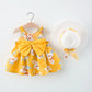 Plush baby girls dress - sleeveless, floral bow-embellished, cotton-polyester blend, for summer outings