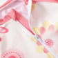 Long-Sleeve Floral Print, Polyester, For Sun Protection – Breathable Baby Girl Onesie Swimsuit With Sun Hat