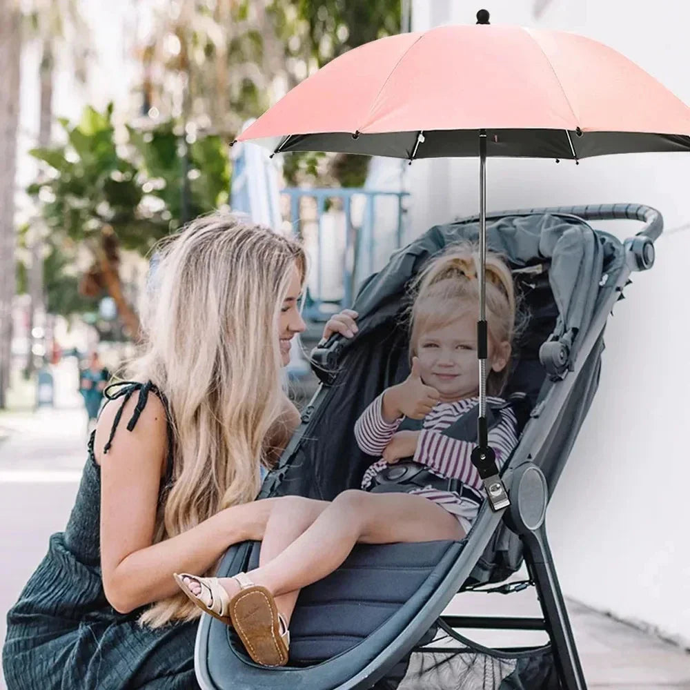 Stroller Umbrella 360 Degree Flexible Sunshade Canopy Summer 2025 UV Rain Protection Water-Resistant Travel-Friendly