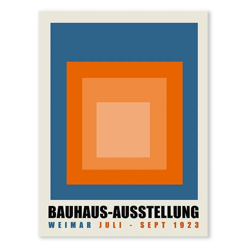 Abstract Blue Bauhaus Canvas Wall Art Contemporary Bedroom