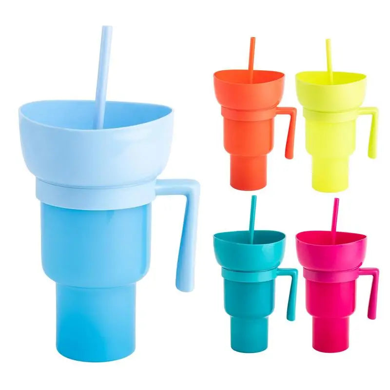 Snack2025 Edition Cup 2 In 1 Snack Bowl Tumbler Splash Proof Leakproof Popcorn Stadium Cup Movie Night Fall