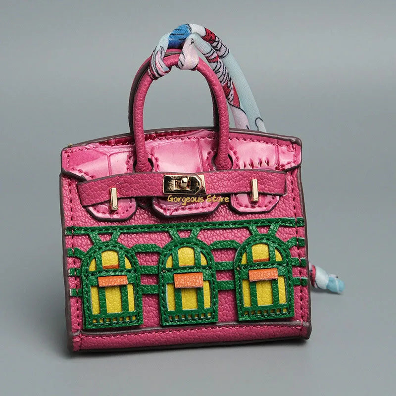 Inspired Birkin Mini Hand Bag - Platinum Bag Charm