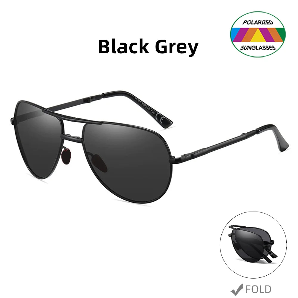 Sunglasses Aviator Foldable Metal Pilot Style Polarized UV400 Sun Glasses, Summer 2026 Trend, All-Day Comfort