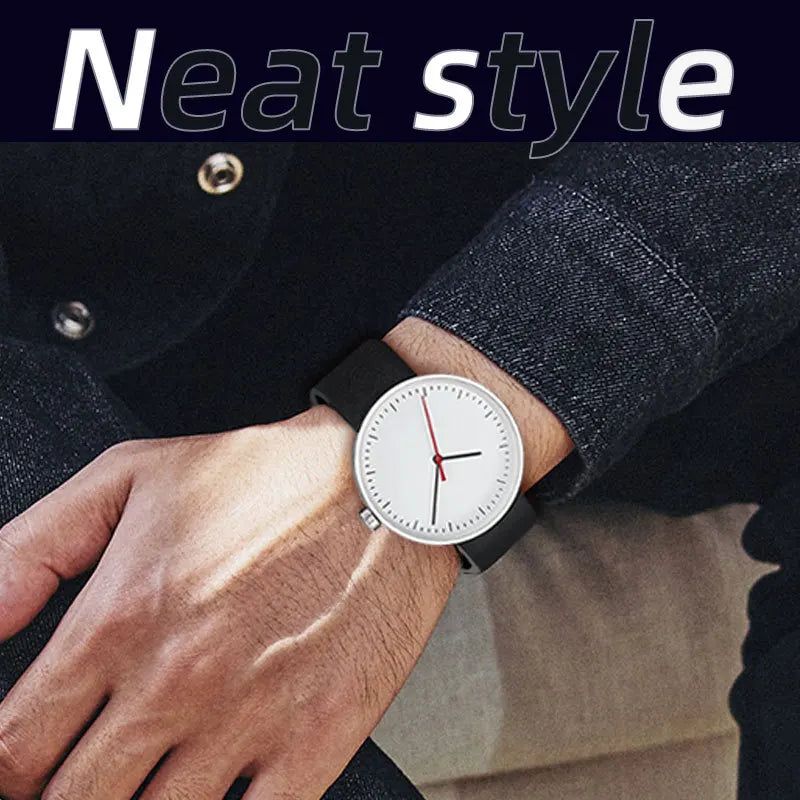 leather strap, round dial, minimalist everyday timepiece – Timeless unisex quartz wristwatch
