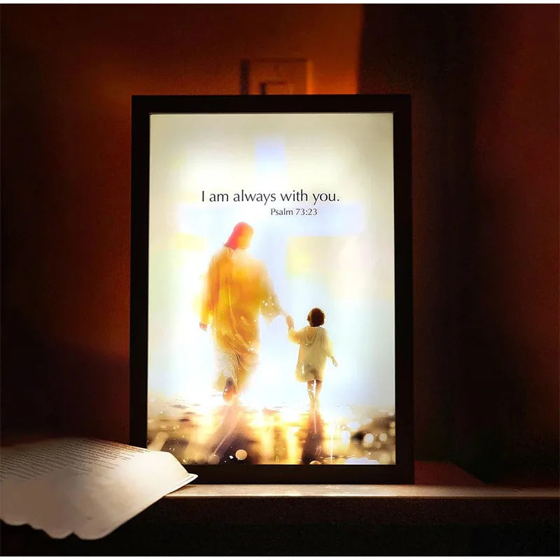 LED Jesus 4D Wall Art Lamp Picture Frame PVC Devotional