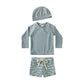 Long-Sleeve Top, Swim Pants, Hat, Polyester Elastane, Beach Vacation – Breathable Kids Rash Guard Swim Kit