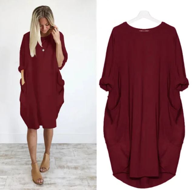 Variant image for Plus Size Women's Dress with Pockets, Oversize Relaxed Fit, Soft Lightweight Fabric, Sizes S-5XL-9