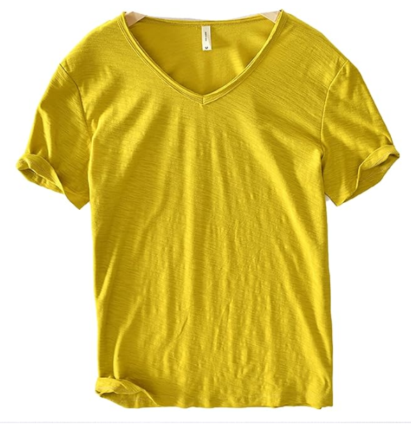 Variant image for Men's V-Neck Linen Cotton Shirt, Lightweight Short Sleeve Slim-Fit Casual Top for Summer-6