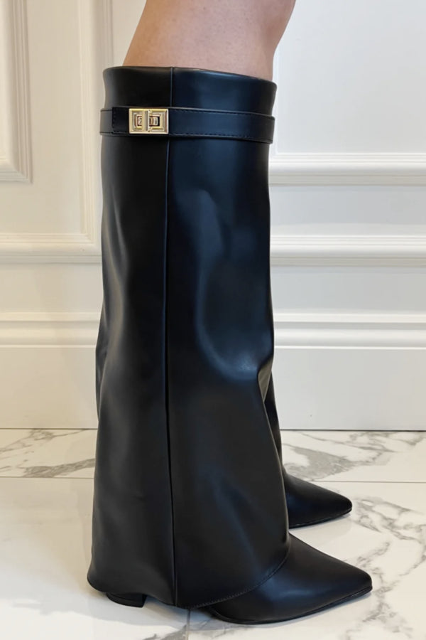 Women’s Supportive Knee-High Boots - Pointed Toe, Suede