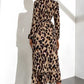 V-Neck A-Line Long Sleeve Midi Dress with Leopard Print for Women, Stylish Casual Cotton Blend-5
