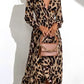 V-Neck A-Line Long Sleeve Midi Dress with Leopard Print for Women, Stylish Casual Cotton Blend-1
