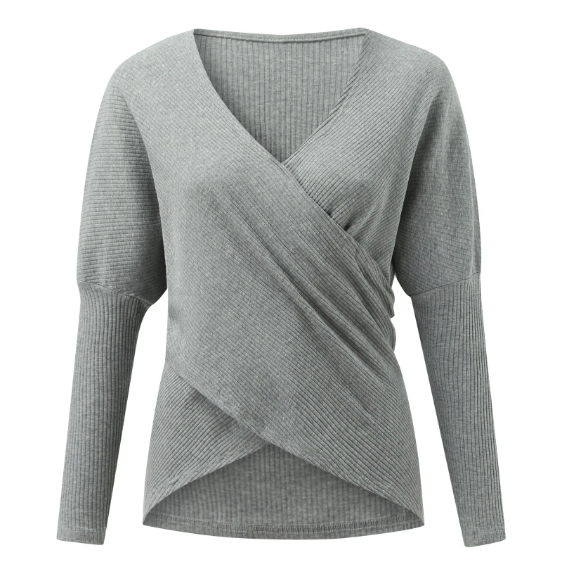 Plush Flattering Womens Wrap Sweater - Crossover Knit Casual