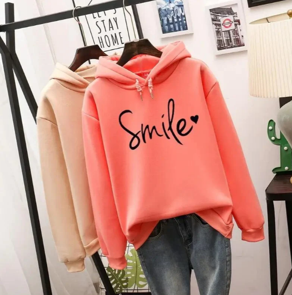 Plush Relaxed Women Hoodie - Oversized Pullover, Cotton Casual