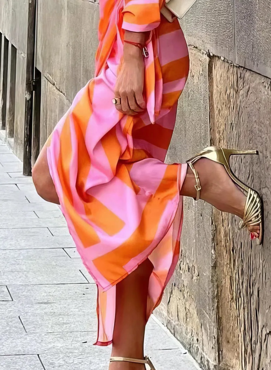 Elegant Striped Wrap Dress for Women, Flattering Plus Size Summer Dress, Versatile Style for Any Occasion-3