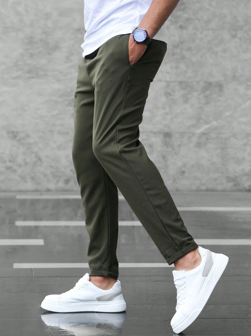 Stretch Comfort Trousers with Adjustable Drawstring Waistband, Lightweight Work Pants for All-Day Wear-4