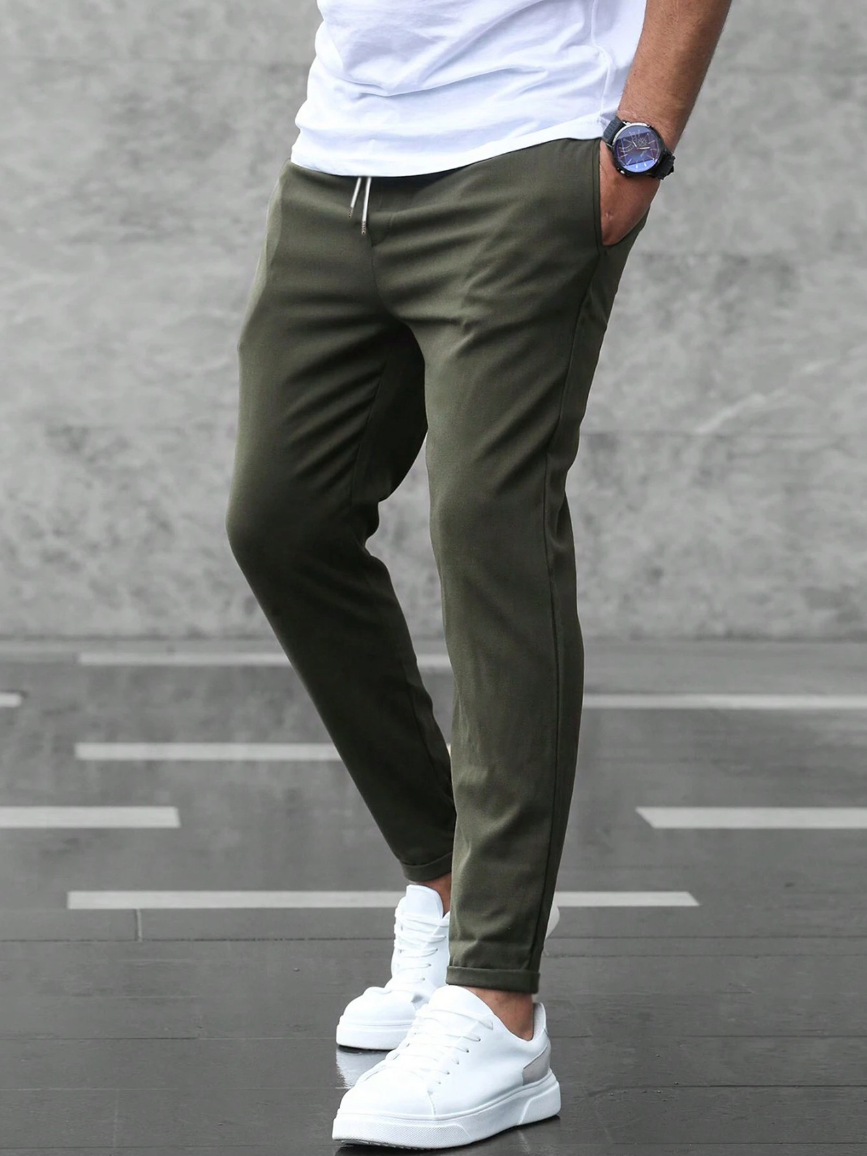 Men's Stretch Pants with Adjustable Elastic Waistband, Breathable Fabric, Relaxed Fit for Work and Casual Wear-3
