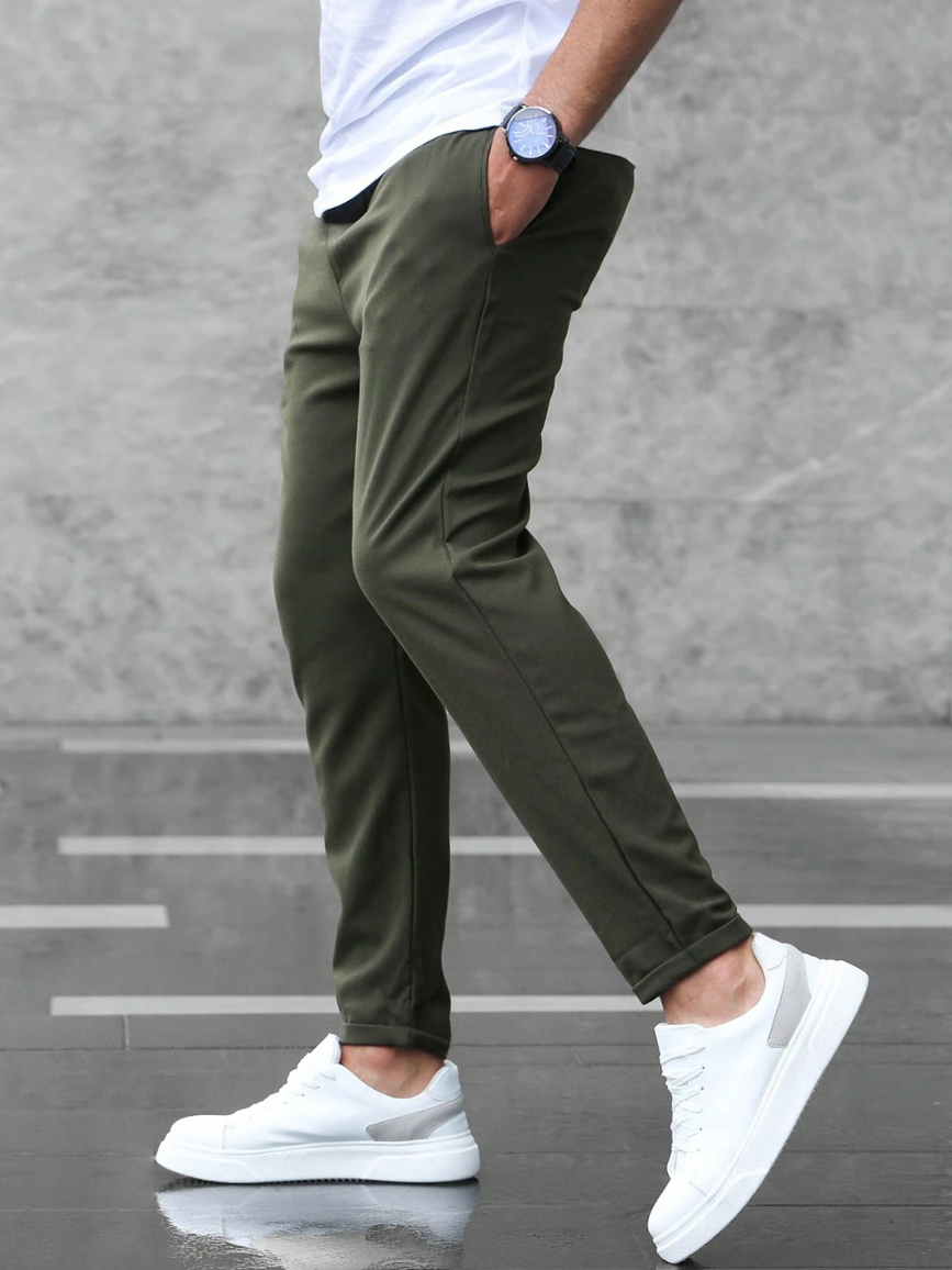 Men's Stretch Pants with Adjustable Elastic Waistband, Breathable Fabric, Relaxed Fit for Work and Casual Wear-2