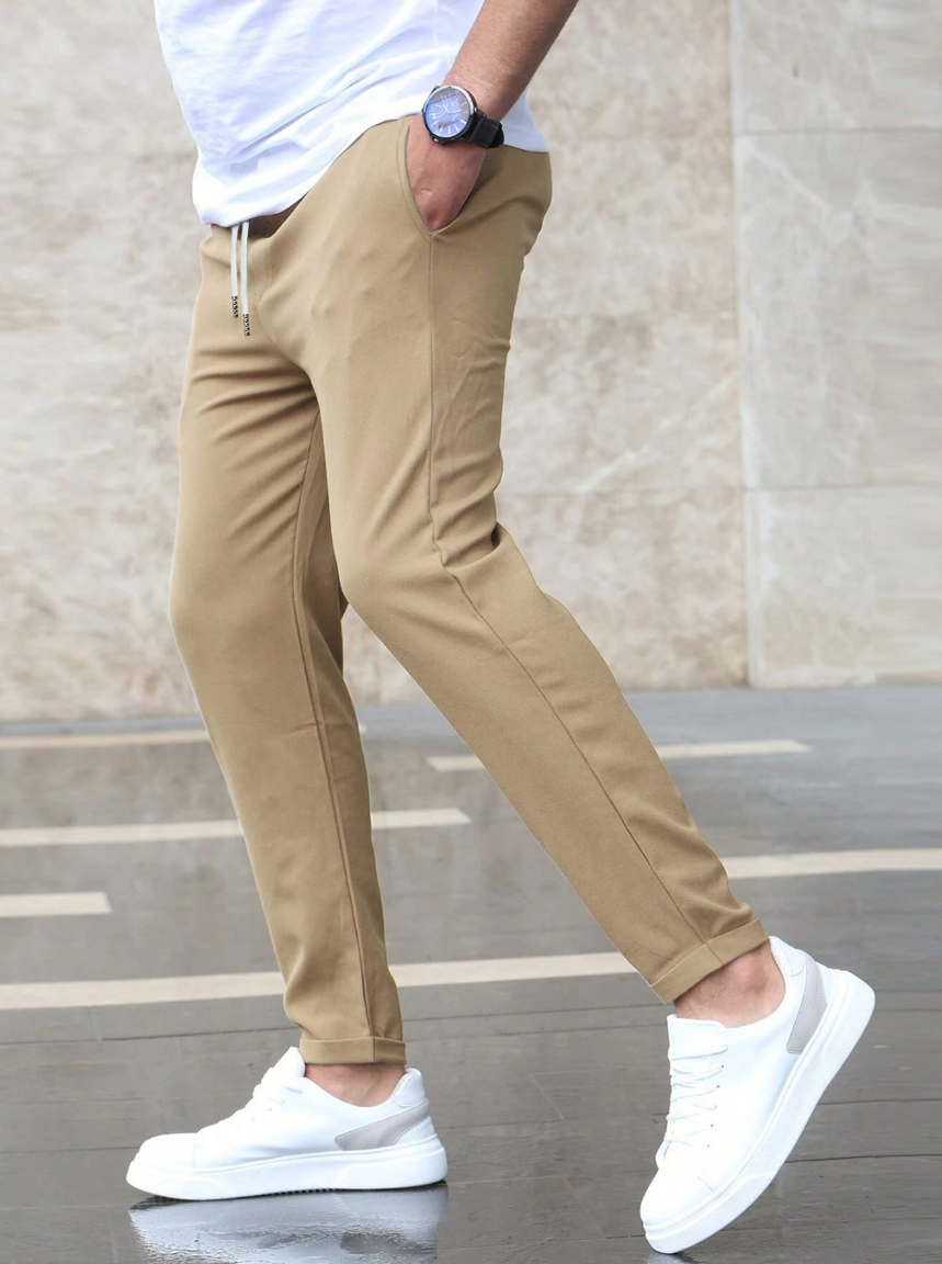 Men's Stretch Pants with Adjustable Elastic Waistband, Breathable Fabric, Relaxed Fit for Work and Casual Wear-5