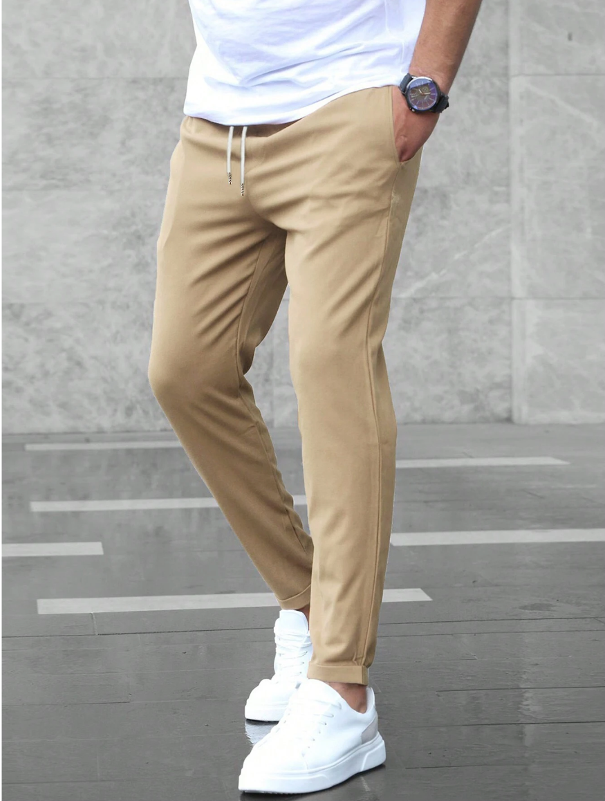 Men's Stretch Pants with Adjustable Elastic Waistband, Breathable Fabric, Relaxed Fit for Work and Casual Wear-6