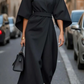 Belted Black Maxi Dress for Women - Flattering Fit Long Dress, Plus Size Available, Effortless Elegance-2