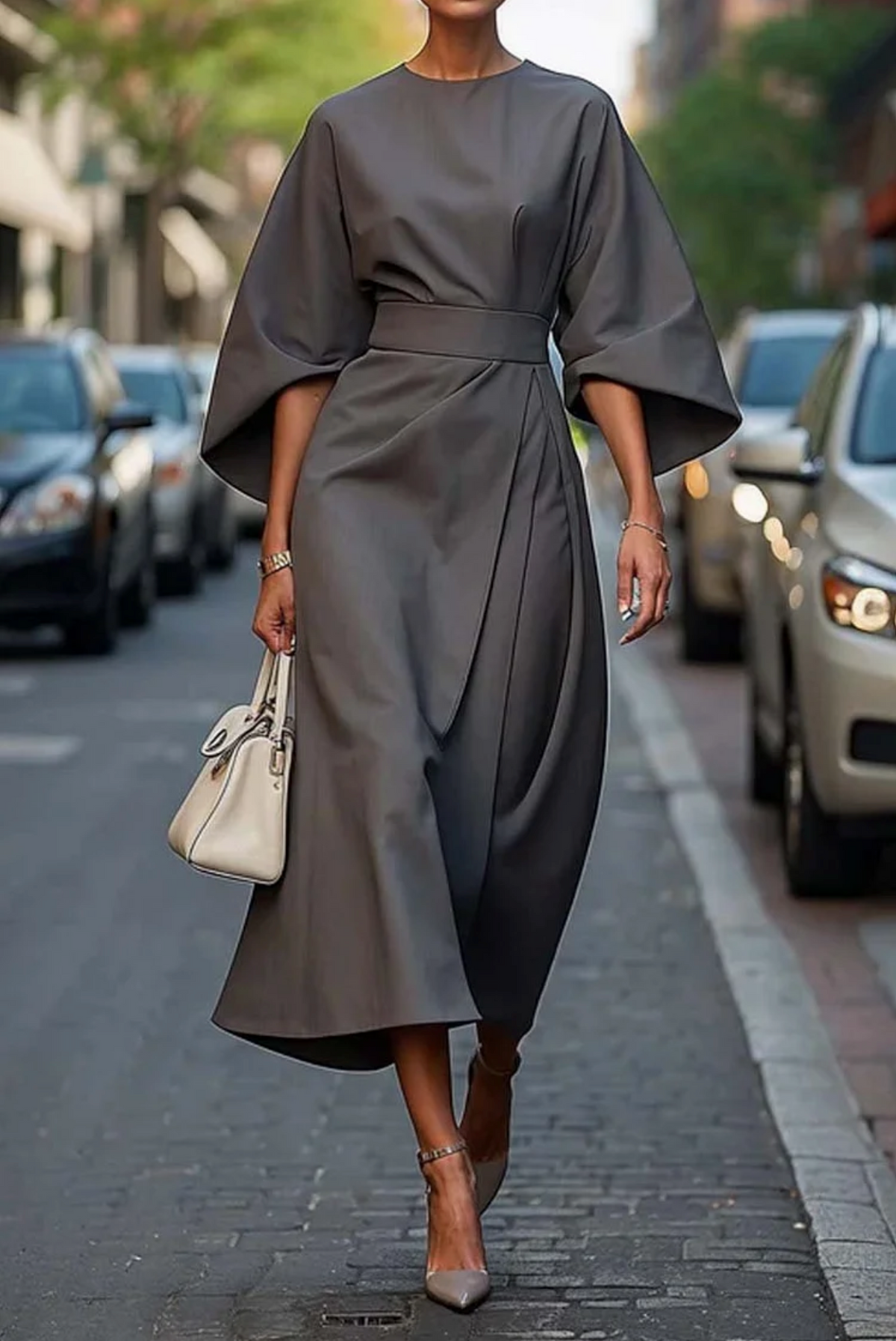 Belted Black Maxi Dress for Women - Flattering Fit Long Dress, Plus Size Available, Effortless Elegance-6