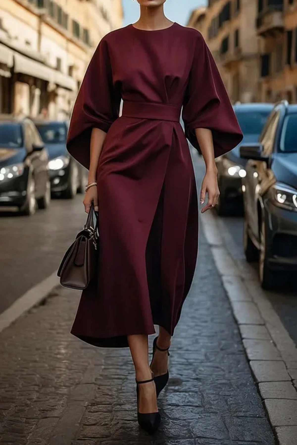 Variant image for Belted Black Maxi Dress for Women - Flattering Fit Long Dress, Plus Size Available, Effortless Elegance-19