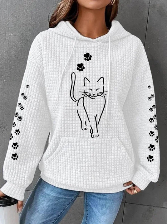 Cozy Warm Women's Hoodie - Oversized Waffle Knit, Casual