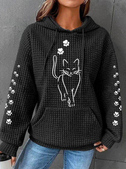 Cozy Warm Women's Hoodie - Oversized Waffle Knit, Casual