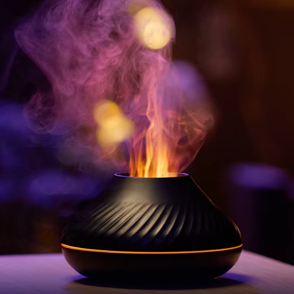 Aroma Volcanic Diffuser Essential Oil Lamp 130ml USB Humidifier with Color Flame Night Light