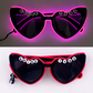LED Retro Flashing Sunglasses for Bachelorette Party, Pink Heart Glasses, Wedding Props, Valentine's Day Decor