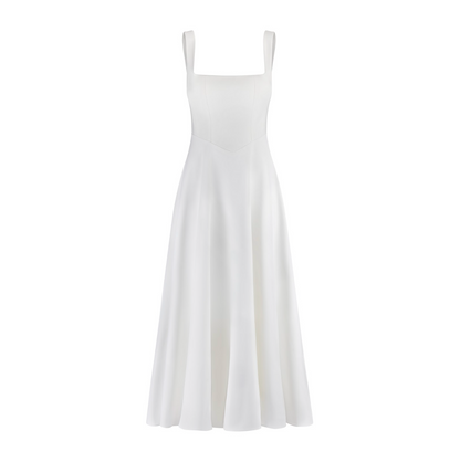 Variant image for Elegant White Midi Dress for Women, Long Sleeve Flattering Silhouette, Lightweight and Versatile for Any Occasion-1