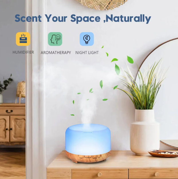 Humidifier Air Essential Oil Diffuser 500ML Ultrasonic LED Lamp