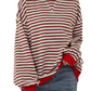 Women's Oversized Sweatshirt - Boxy Striped Cotton Casual