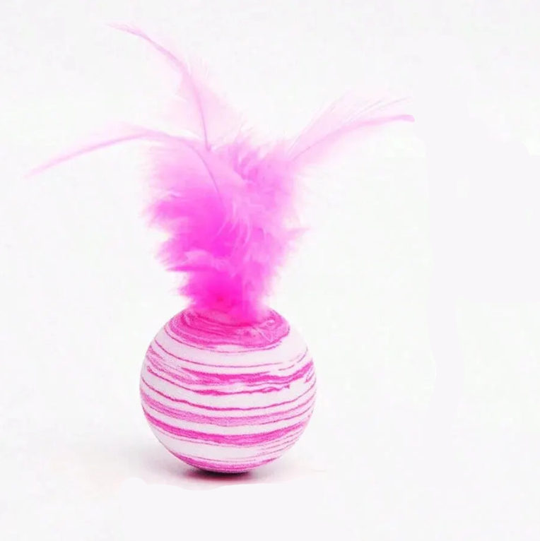 Toy Cat Striped Ball Interactive - Fun Pet Play, 5g Feather Toy