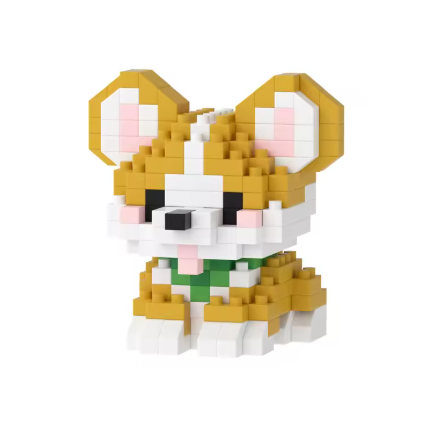 Mini Cute Pet Dog Building Block Kit - 90-Piece Cartoon Animal Educational Toy for Kids and Adults
