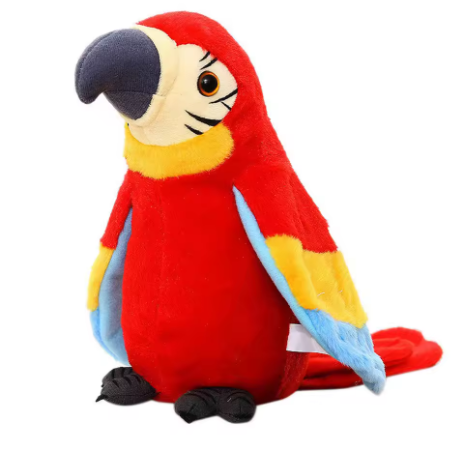 Macaw Talking Parrot Plush Toy - Animated Record & Speak Bird for Kids
