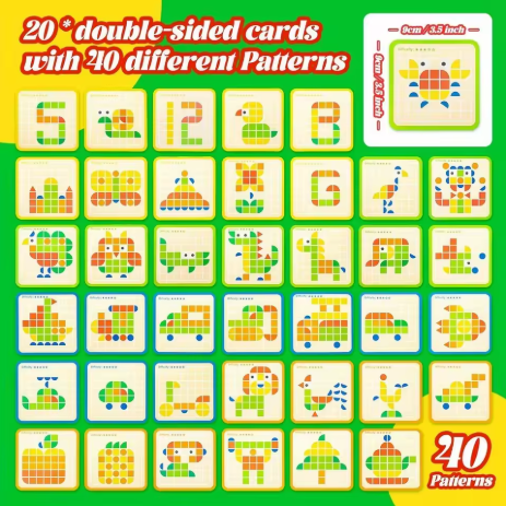 120Pcs Wooden Mosaic Puzzle Toy for Kids - Montessori 3D Patterned Shape Jigsaw Kit, Early Education Fun