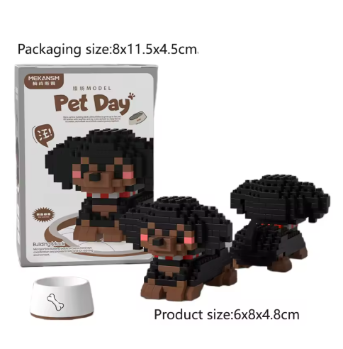 Mini Cute Pet Dog Building Block Kit - 90-Piece Cartoon Animal Educational Toy for Kids and Adults