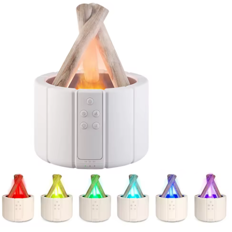 Flame Simulated Aroma Diffuser - Bonfire Air Humidifier, 280ml Ultrasonic Cool Mist Maker with LED Night Light